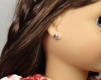 Faceted Silver Tone Earring Studs for 18" Play Dolls such as American Girl®