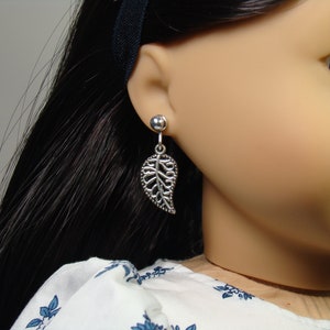 Silver Tone Filigree Leaf Earring Dangles for 18 Play Dolls such as American Girl® Z image 1