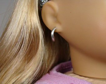 Removable Smooth Silver Hoop Earrings for 18" Play Dolls such as American Girl®