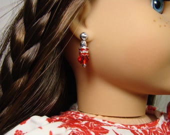 Red and Silver Earring Dangles for 18" Play Dolls such as American Girl®