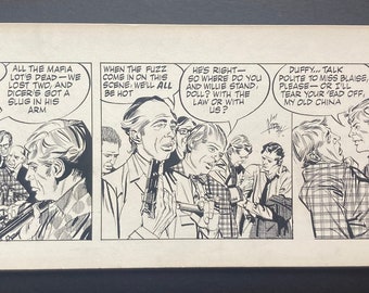 Modesty Blaise - signed Jim Holdaway original pen and ink strip from ‘Takeover’