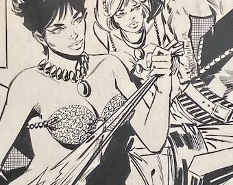 Modesty Blaise & the Dolly Rockers. Original ink strip #2280 from ‘Willie the Djinn’