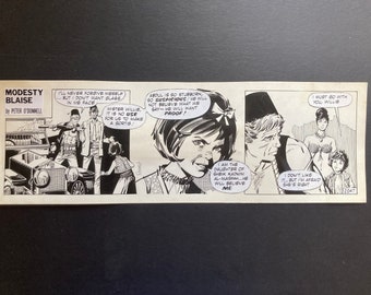 Modesty Blaise & the Dolly Rockers. Original ink strip #2247 from ‘Willie the Djinn’