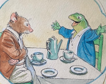 Wind in den Weiden original Aquarell von Philips