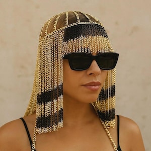 Egypt Head Chain, Burning Man Fest, Wedding Veil Piece, Exotic, Goddess Hair Chain,  Chain Wigs, Cleopatra Hair Accessories  108 a