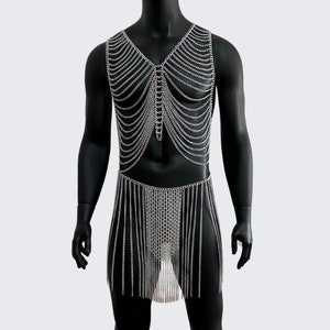 Chain Dress, Men Festival Costume, Halloween,  Cuban Body Chain Set, Costum Cosplay, Fetish M5