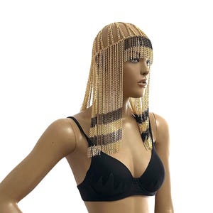 Egypt Head Chain, Burning Man Fest, Wedding Veil Piece, Exotic, Goddess Hair Chain,  Chain Wigs, Cleopatra Hair Accessories  108