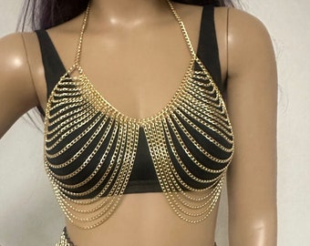 Black Bra Chain | Bra Cage | Silver Chain Bralette | Body Jewelry  | Bra Jewelry  | Body Harness BR-26