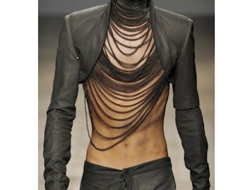 Men Body Chain Black/ Silver/Gold body chain Harness Burning man Festival Outlook Male Chain Shoulder Emperor Bondage Fetish Wear