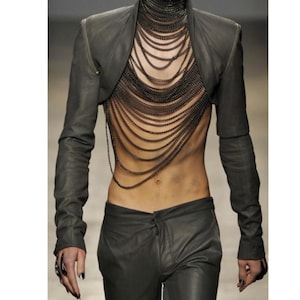 Men Body Chain Black/ Silver/Gold body chain Harness Burning man Festival Outlook Male Chain Shoulder Emperor Bondage Fetish Wear M2