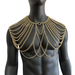 Men Harness Shoulder Men Body Chain Burning man Festival Outlook Male Chain  Fetish Wear M7