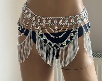 Festival Skirt  Sparkly Wedding Body Dancer Belly Chain I Party Dress |   Rave Outfit | Bridal Sexy Jewelry