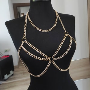 Rhinestone Chain Bra, Gold Chain Dress, Dancer Jewelry Top, Crystal  Festival Dress, Sexy Chain Bra, Body Jewelry, Fashion Body Chain, XY3960 