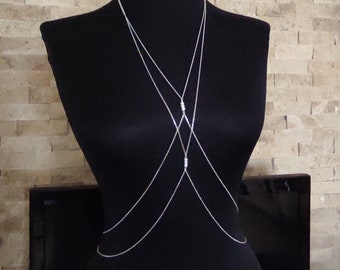 Pearl Double Body Chain,  Beaded- Body Jewelry, Beach Jewelry , Sexy underwear 75