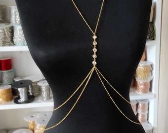 Gold  Body Chain, Crystal Body Jewelry, Beach Jewelry, Festival Jewelry, night club,wedding gift