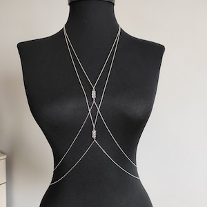 Sterlingzilveren kristallen bodyketting – Handgemaakte strandsieraden afbeelding 2