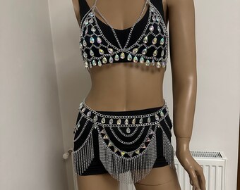 Festival Sparkly Wedding Body Jewelry I Chain Bralette | Dancer Belly ChainI Party Dress |  | Bra Chain | Rave Outfit | Bridal Sexy Jewelry