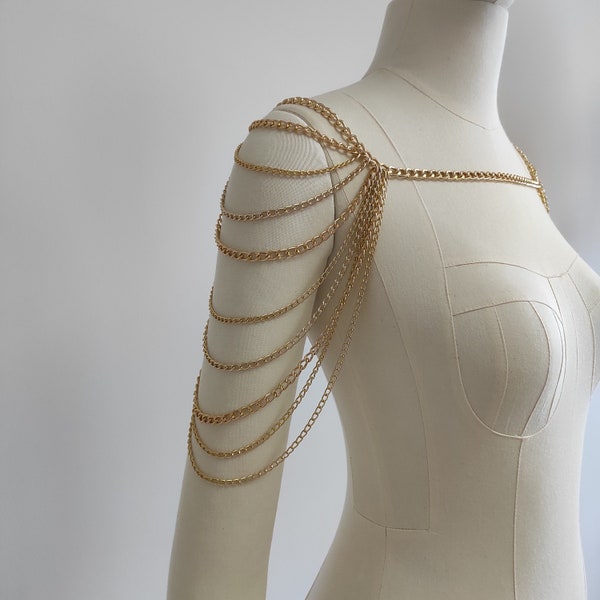 Gold Shoulder Chain, Shoulder Necklace, Rave outfit, festival jewelry, Wedding Jewelry, waist chain, Party Accessories