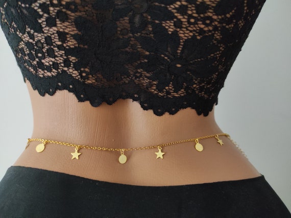 Gold Star Discs Waist Chain Body 