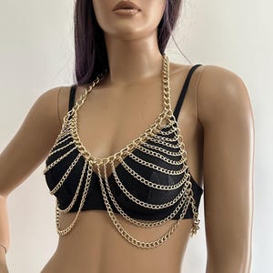 Bra Top -Festival Bra - Gold Bra -  Body Chain - Body Jewelry  - Rave outfit - Festival Bralette Chain - Rave Body Suit 118 Ulve