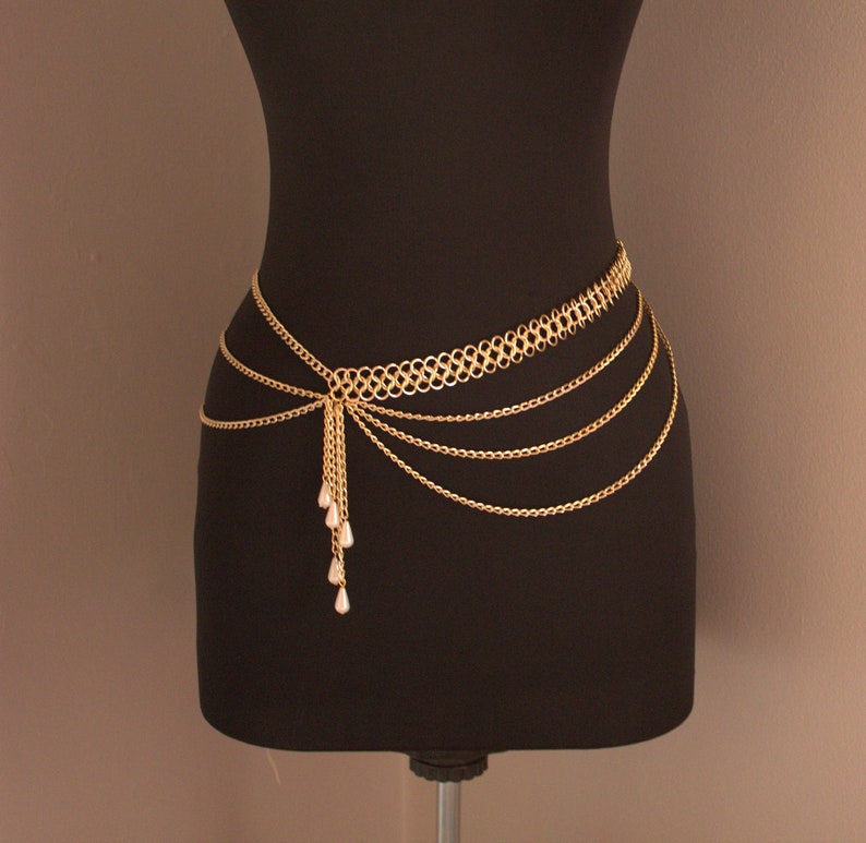 Gold Waist Chain with Pearl Silver Belly Chain Body Etsy