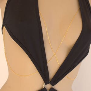 Bra Chain Bralette Body Chain Body Jewelry Beach Jewelry Bra Jewelry Bra Cage Body Harness Gold Chain Bra Sexy Top BR-24 image 5