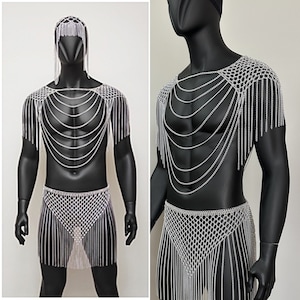 Men Festival Costume, 3 pcs Dress Chain set,  Body Chain SET I Chain Dress |  |Head Piece M4
