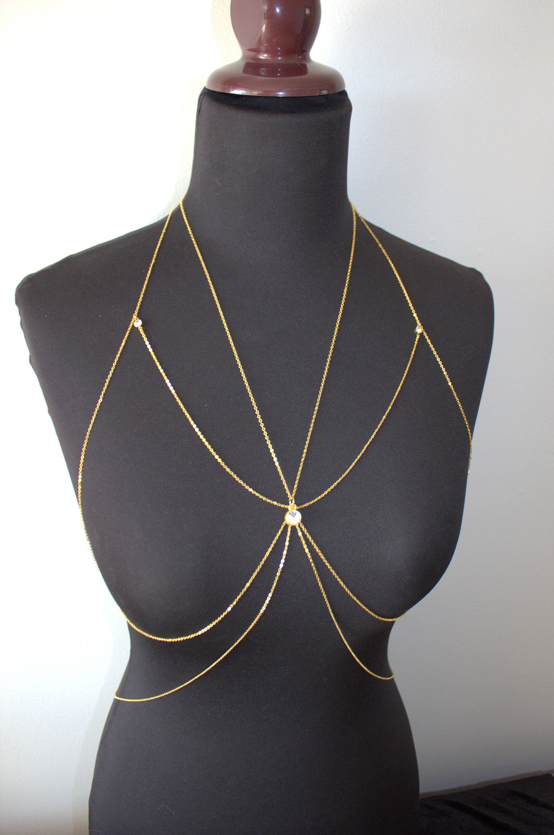 Shine oro cristal cuerpo joyería cadena de sujetador joyería Etsy