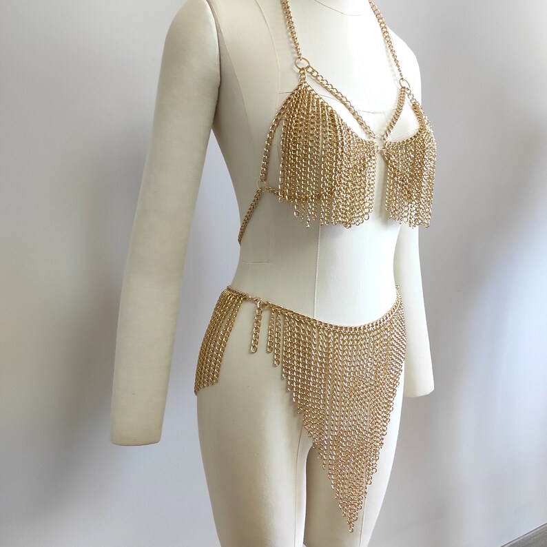 Gold Tassel Dress Chain Set Festival Jewelry Music Festival Etsy