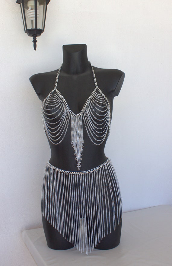 silver chain dress