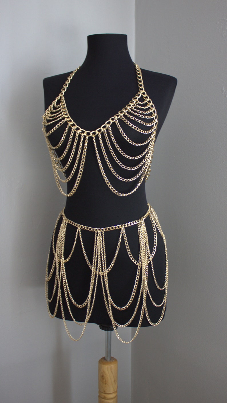 Gold Chain Skirt Chain Dress Mini Club Skirt Festival Etsy UK