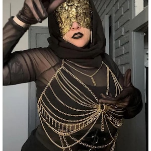 Gold Bra Chain - Festival Bra - Gothic - Chain Bralette - Rave Body Suit-edm 10