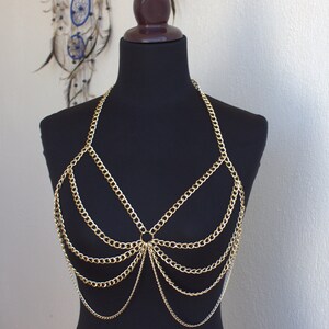 Festival Bra - Gold Bra - Bra Top - Body Chain - Body Jewelry - Rave ...
