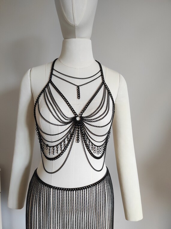 Black Bra Chain Festival Bra Bra Top 