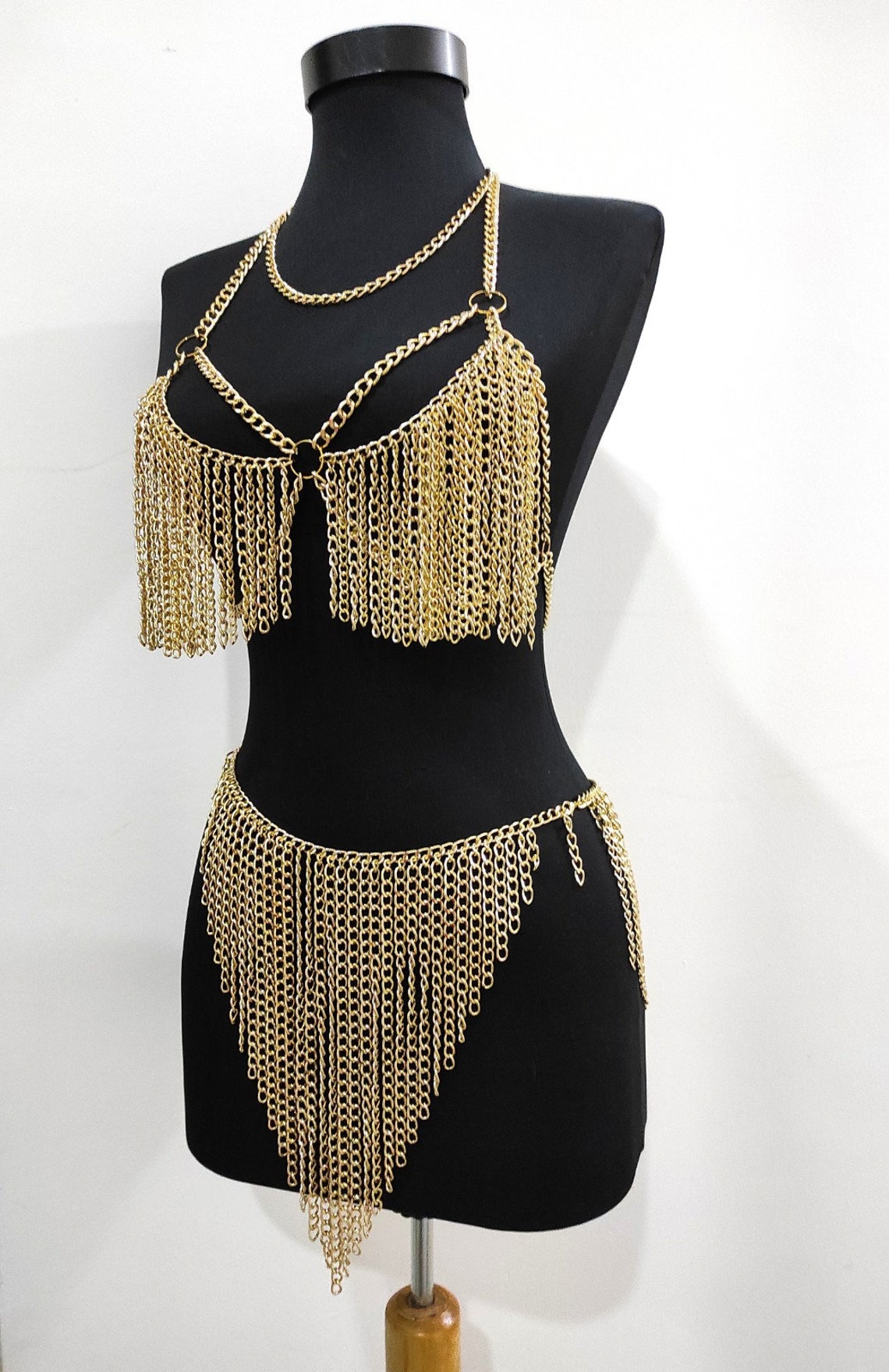 Gold Tassel Dress Chain Set Festival Jewelry Music Festival | Etsy