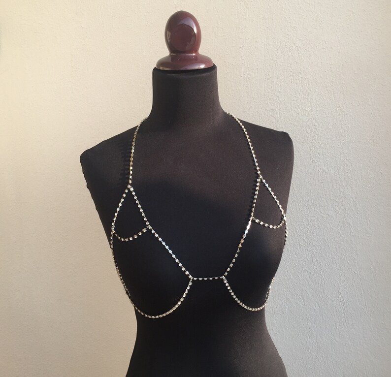 Bra Rhinestone Bralette Body Chain Sexy Diamond Bikini Etsy