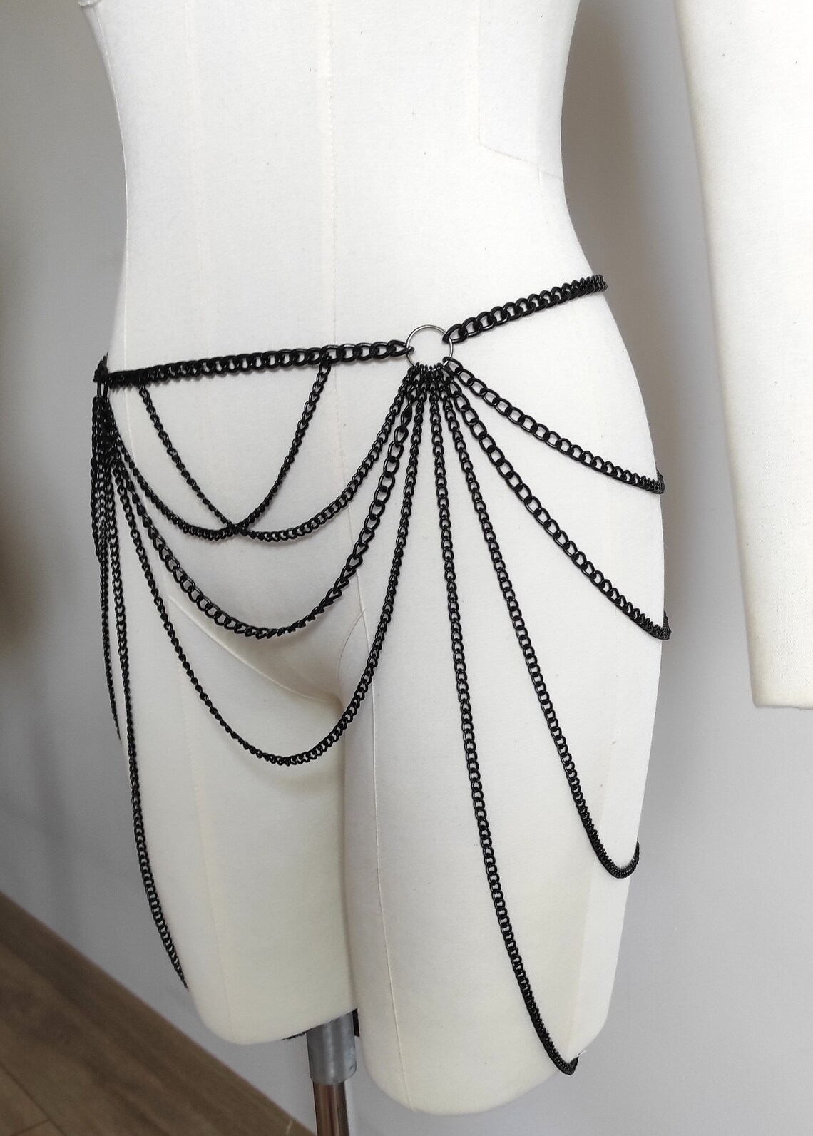 Double Ring Gold Belly Chain Dangle Belt Drape Waist Chain Etsy