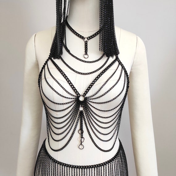 Metal shop chain bra
