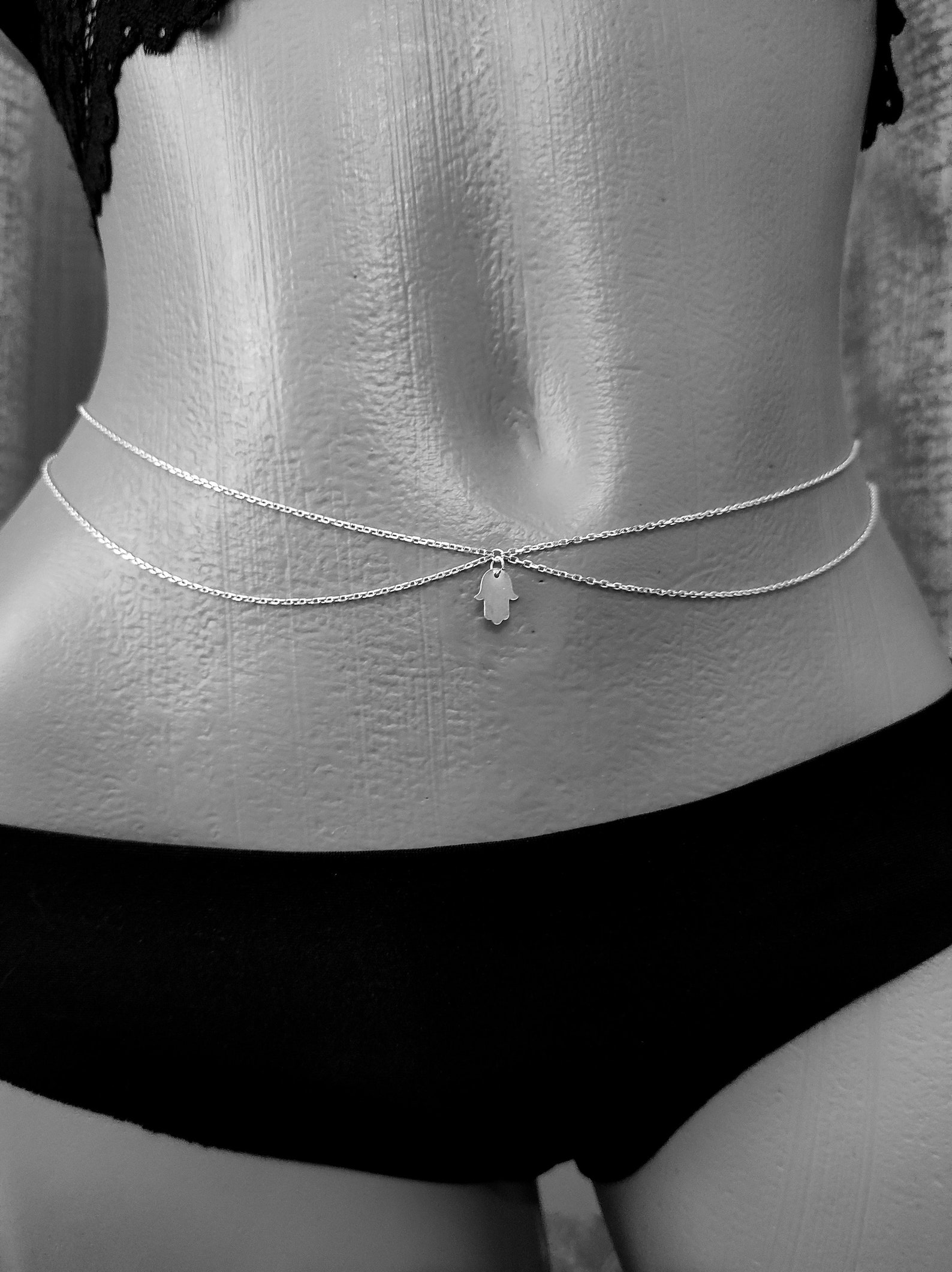 925 Silver Hand Layered Waist Chain Silver Belly Chain Etsy