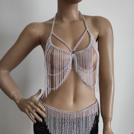 Gold Chain Top Bra Cage Silver Chain Bralette Body Jewelry Bra Jewelry Body  Harness 