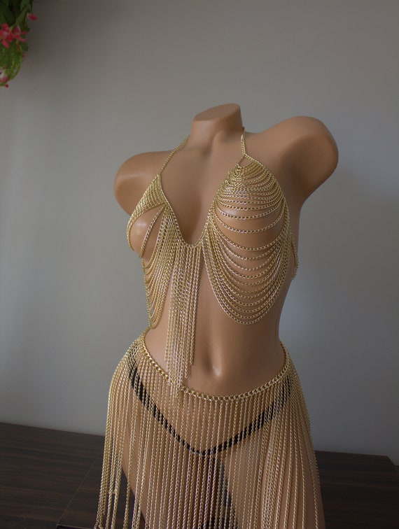 chain dress gold