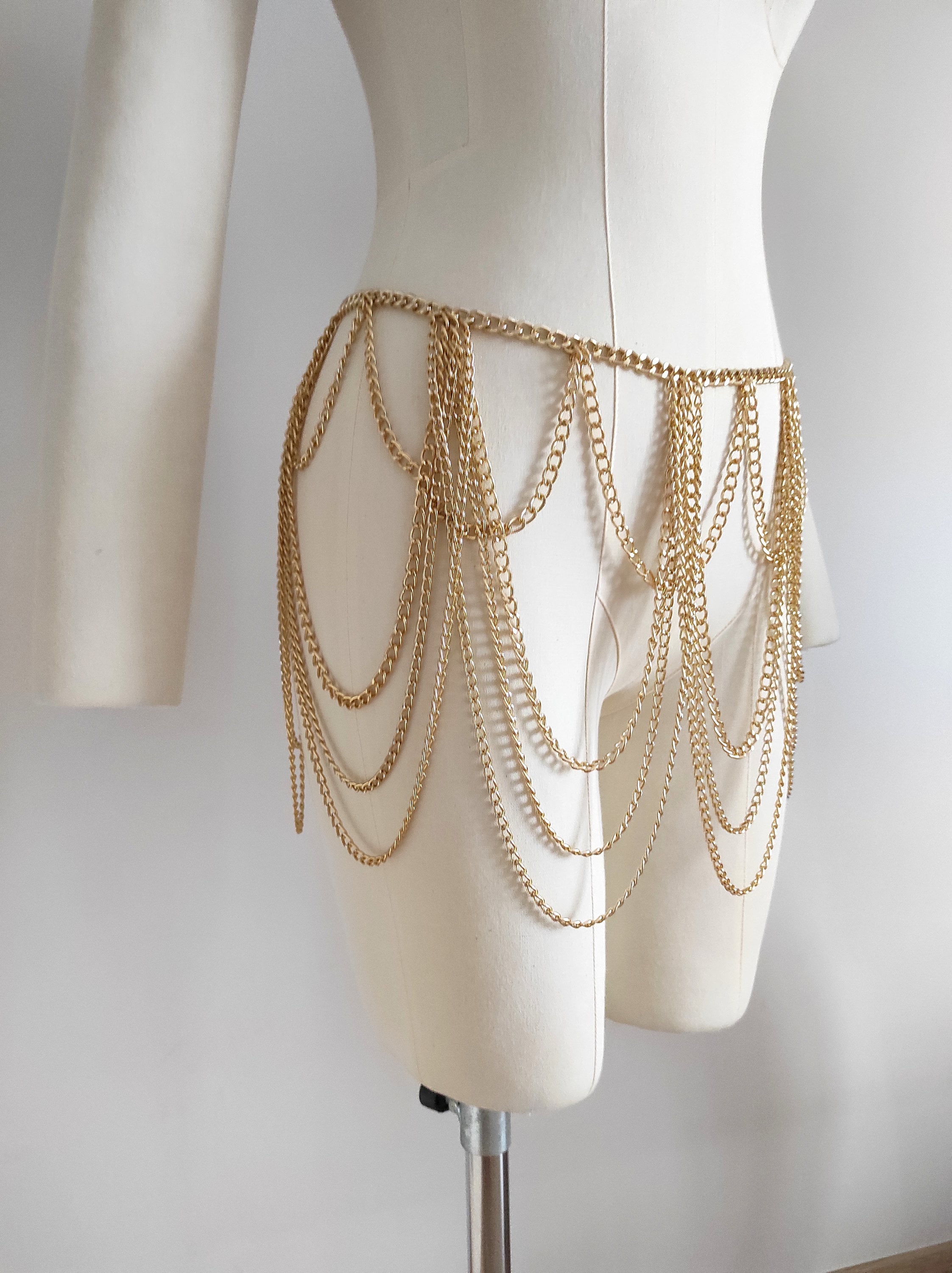 Gold Chain Skirt | Chain Dress | Mini Club Skirt | Festival