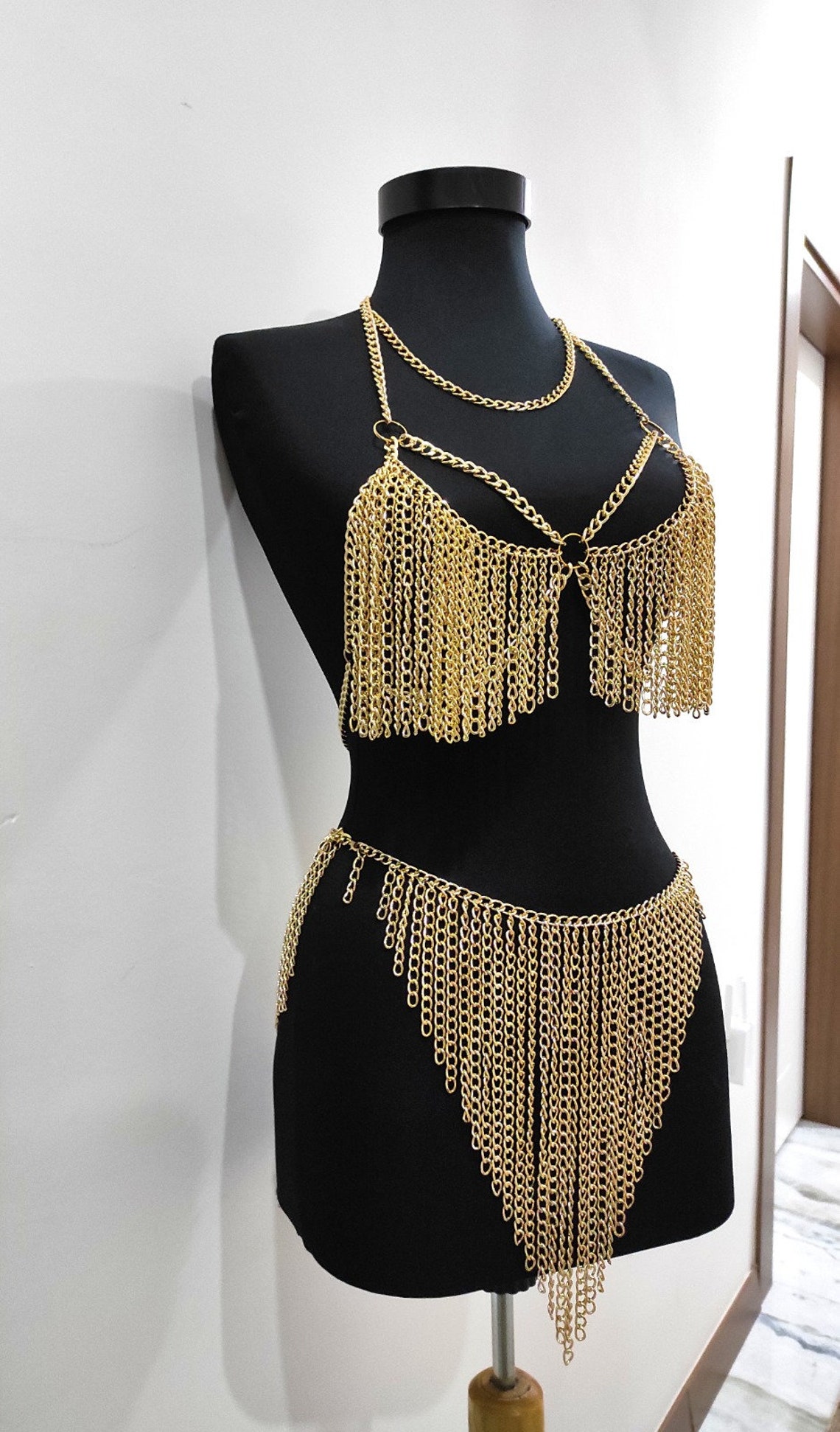 Gold Tassel Dress Chain Set Festival Jewelry Music Festival Etsy
