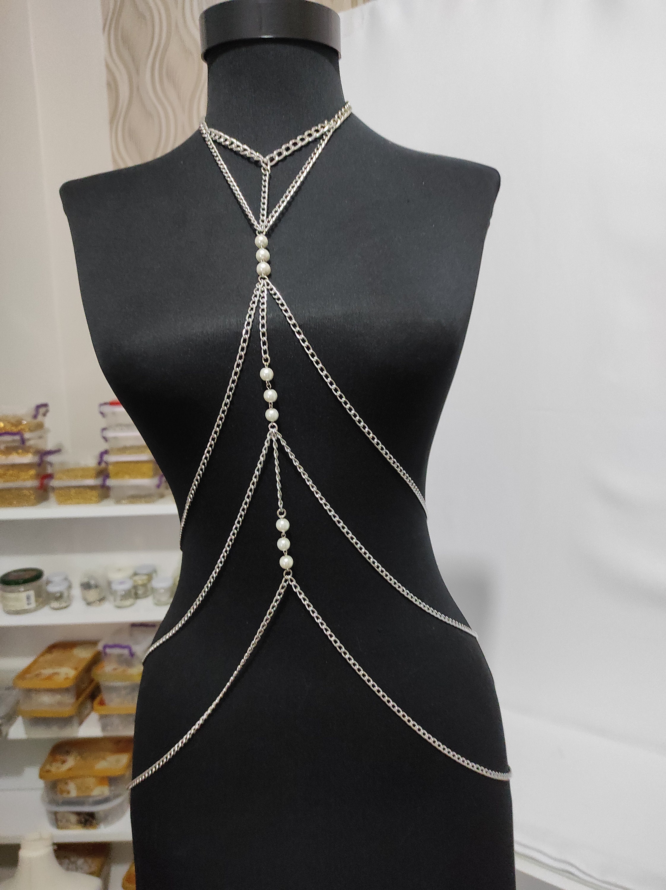 Pearl Body Chain Gold Body Jewelry wedding accessories Etsy