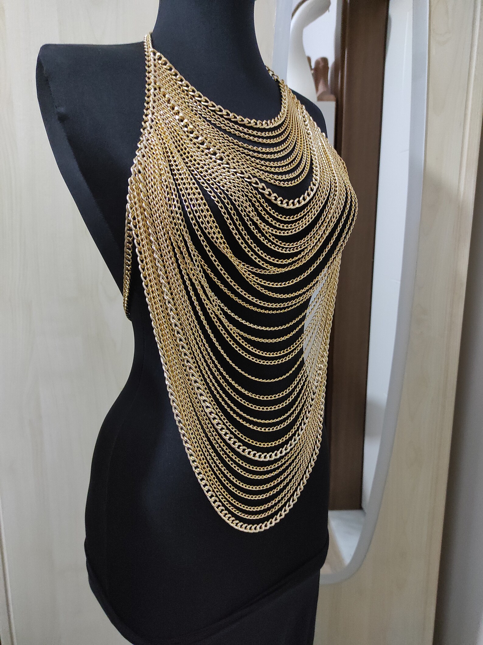 Silver Body Chain Necklace Body Jewelry Layering Dress Etsy