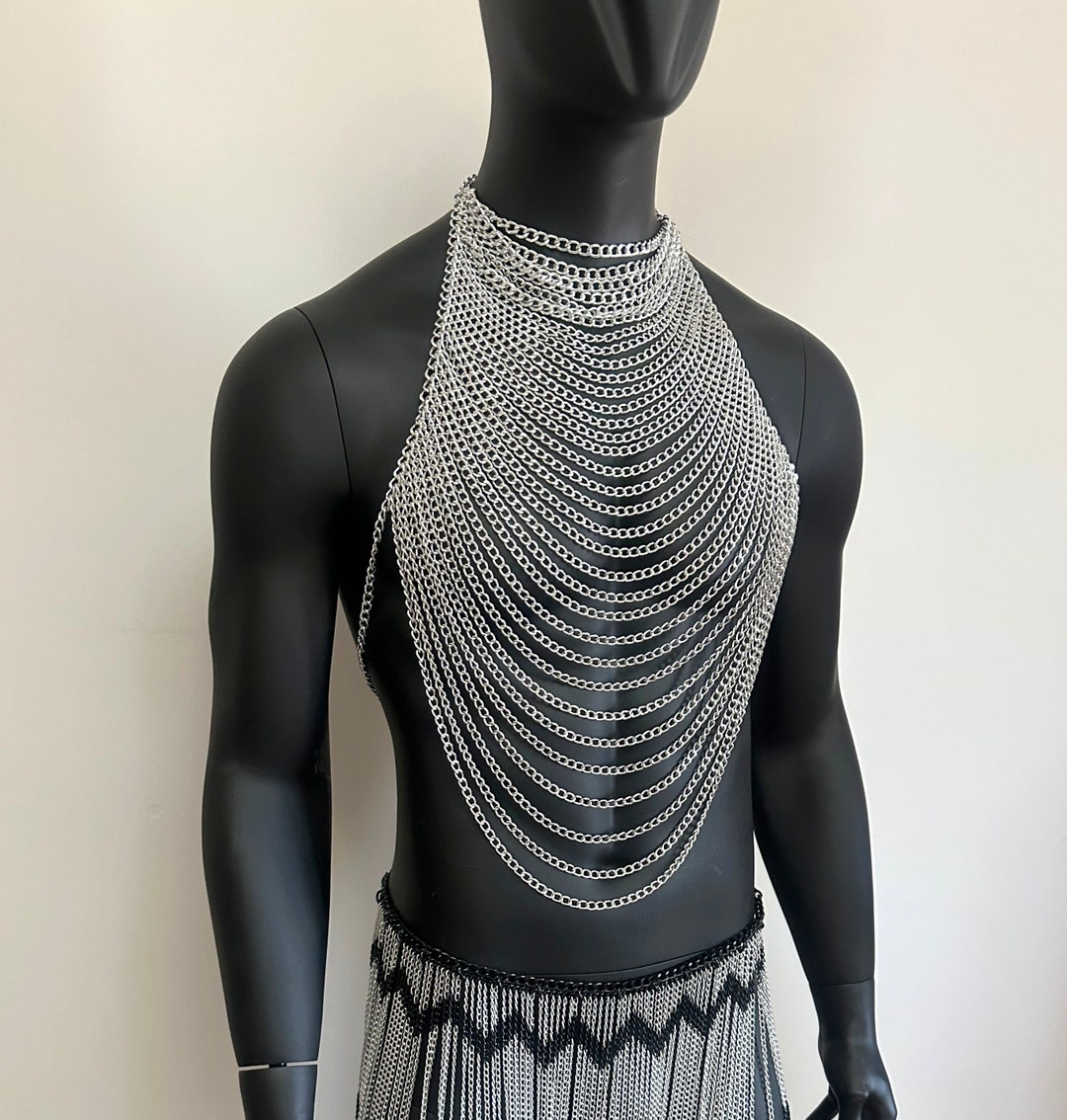 Silver Harness Burning Man Festival Outlook Male Chain Shoulder Emperor ...