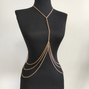 Layering Gold Body Chain Jewelry - 3 Drape Body Necklace, Beach Jewelry, waist chain, sexy ,dress chain 68