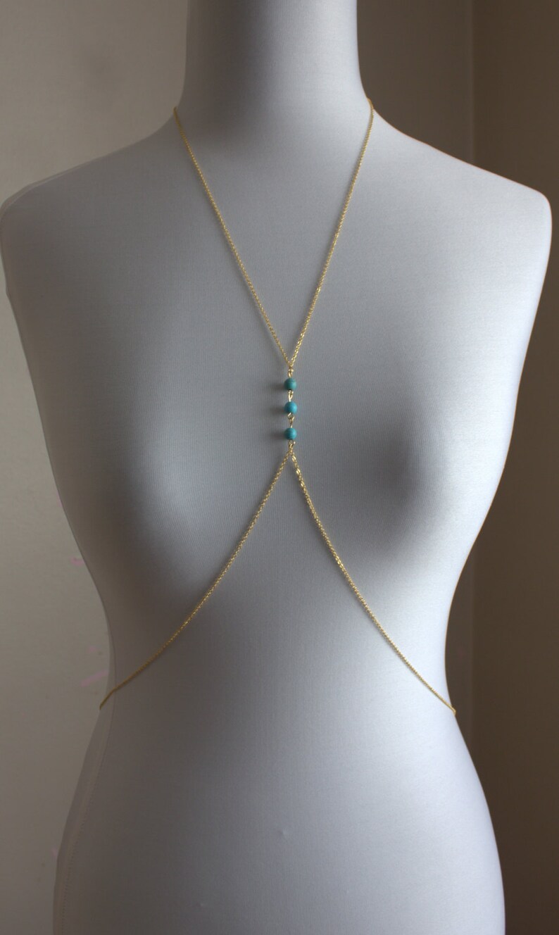 Turquoise Gold Body Chain Body Jewelry Beach JewelryBoho Etsy