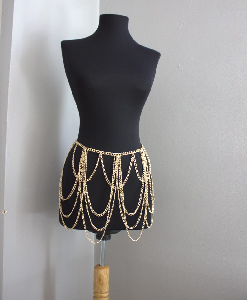 Gold Chain Skirt Chain Dress Mini Club Skirt Festival Etsy