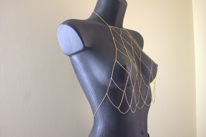 NET Body Chain Filet Body Jewelry Boho Gold Hippie Beach image 6